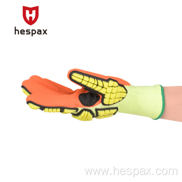 Hespax Nylon Nitrile Anti-cut Anti-impact Construction Glove